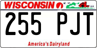 WI license plate 255PJT