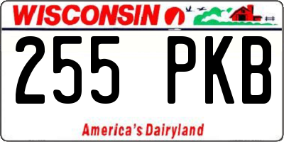 WI license plate 255PKB