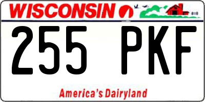 WI license plate 255PKF