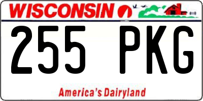 WI license plate 255PKG