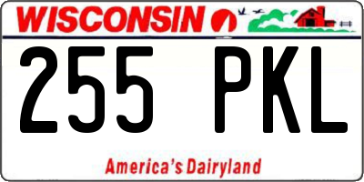 WI license plate 255PKL