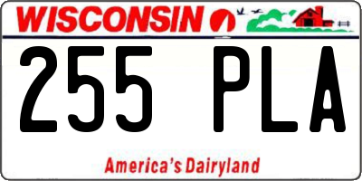 WI license plate 255PLA