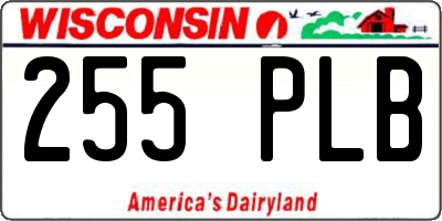 WI license plate 255PLB