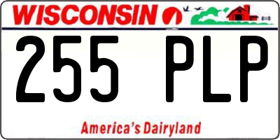 WI license plate 255PLP