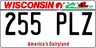 WI license plate 255PLZ