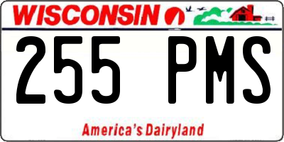 WI license plate 255PMS