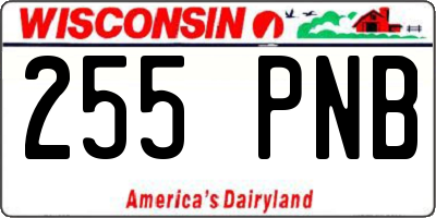 WI license plate 255PNB