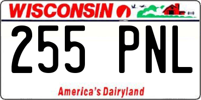 WI license plate 255PNL
