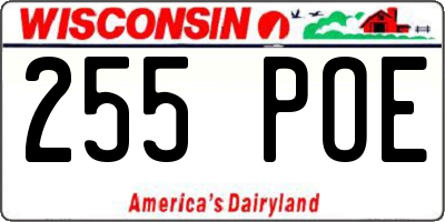 WI license plate 255POE