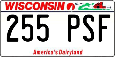 WI license plate 255PSF