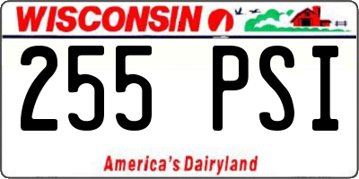 WI license plate 255PSI