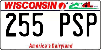 WI license plate 255PSP