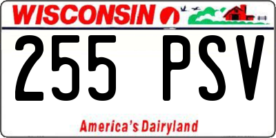 WI license plate 255PSV
