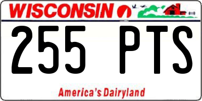 WI license plate 255PTS