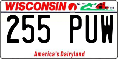 WI license plate 255PUW