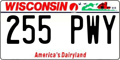 WI license plate 255PWY