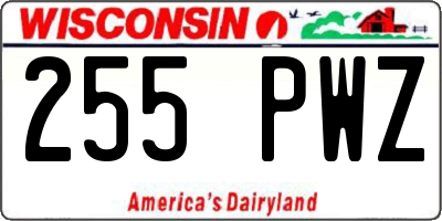 WI license plate 255PWZ
