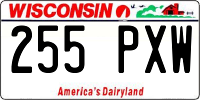 WI license plate 255PXW