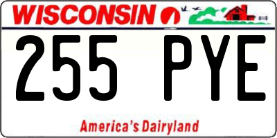 WI license plate 255PYE