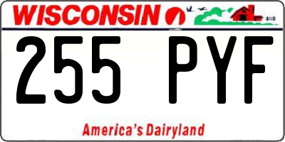 WI license plate 255PYF