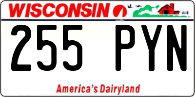WI license plate 255PYN