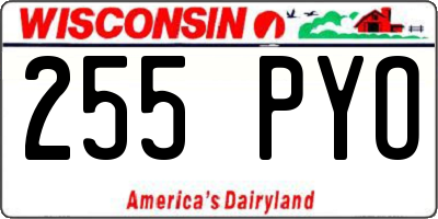 WI license plate 255PYO