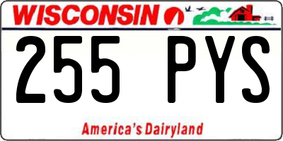 WI license plate 255PYS