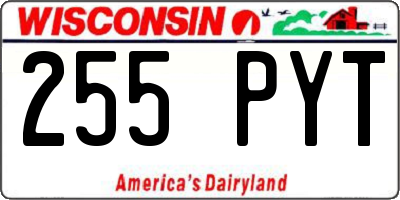 WI license plate 255PYT