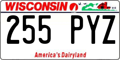 WI license plate 255PYZ
