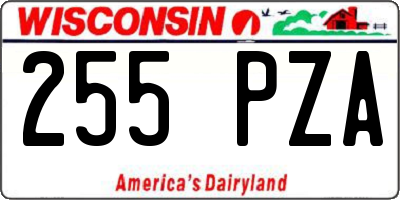 WI license plate 255PZA
