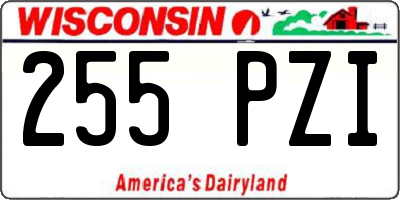 WI license plate 255PZI