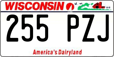 WI license plate 255PZJ