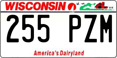 WI license plate 255PZM