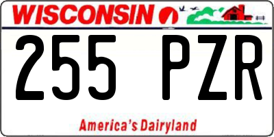 WI license plate 255PZR