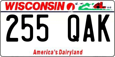 WI license plate 255QAK