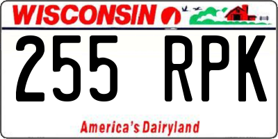 WI license plate 255RPK