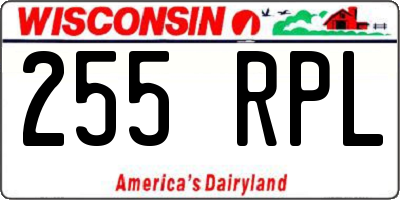 WI license plate 255RPL