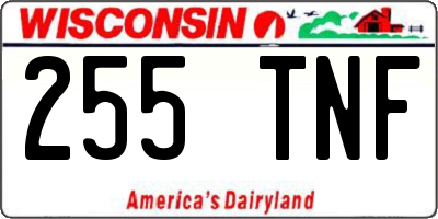 WI license plate 255TNF