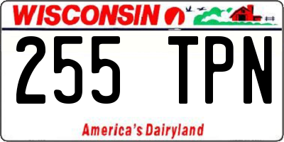 WI license plate 255TPN