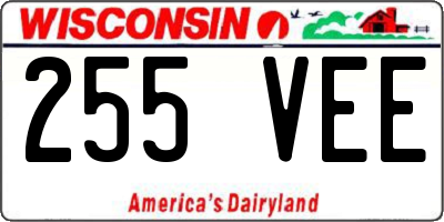 WI license plate 255VEE