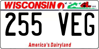 WI license plate 255VEG