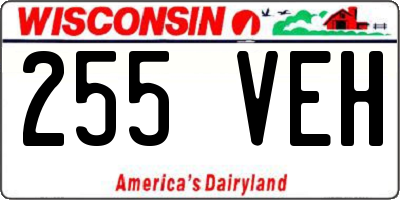 WI license plate 255VEH