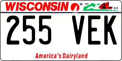 WI license plate 255VEK