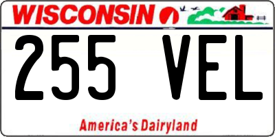 WI license plate 255VEL