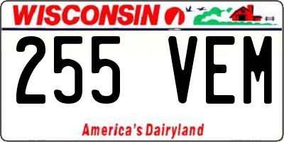 WI license plate 255VEM