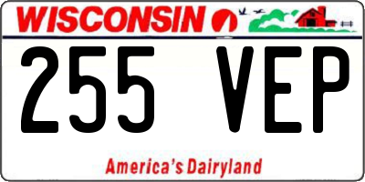 WI license plate 255VEP