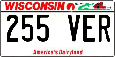 WI license plate 255VER