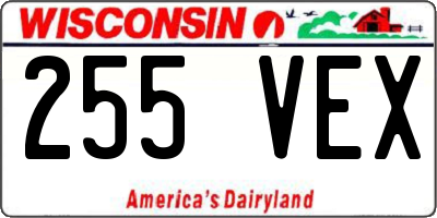 WI license plate 255VEX