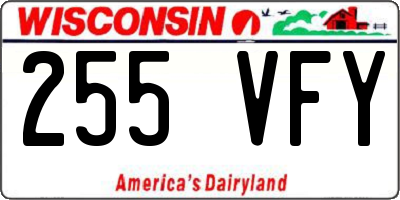 WI license plate 255VFY