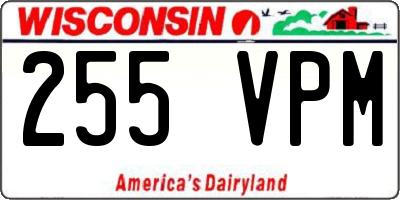 WI license plate 255VPM